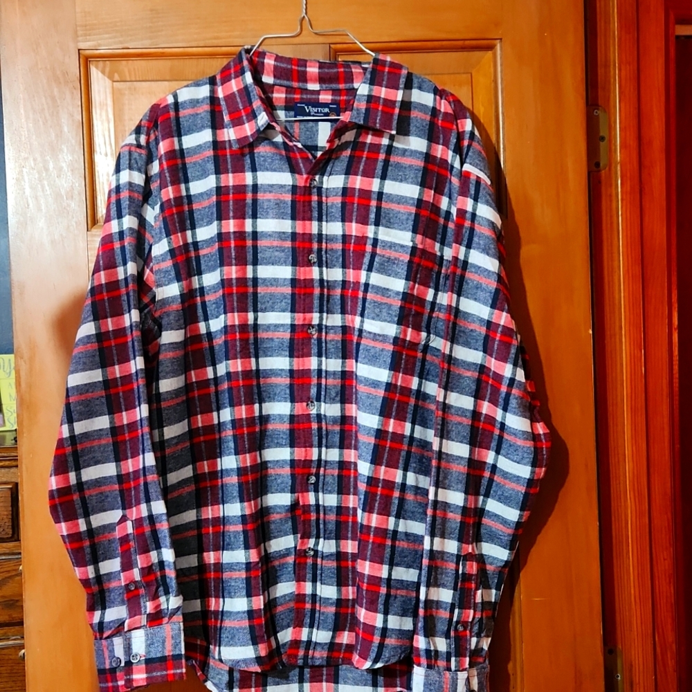 MENS BLACK AND RED FLANNEL PLAID SHIRT SZ XXL